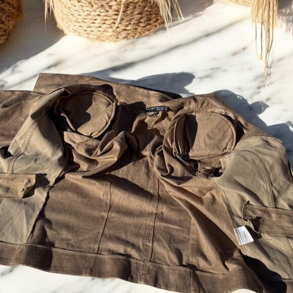 Extenzo Paris Faux Tan Suede Cowboy Jacket French Fashion Size 40 - Picture 10 of 13